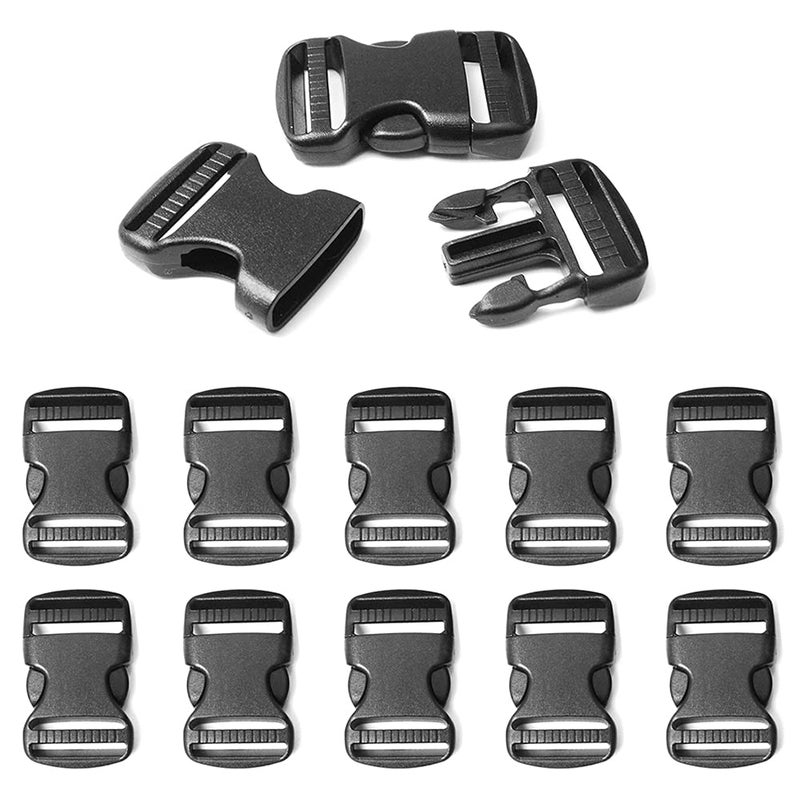 CooBigo 10 Pack Plastic 3/4" Side Release Buckle Dual Adjustable Outdoor Camping Tactical Backpack Belt Strap Webbing Bag Hardware Accessories 3/4" Dual Release Buckles Black - Image 1